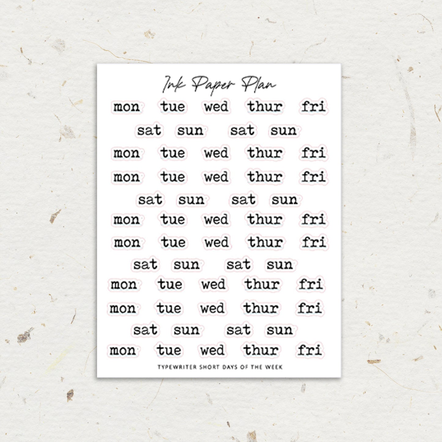 Short Typewriter Days of the week | Foiled Script