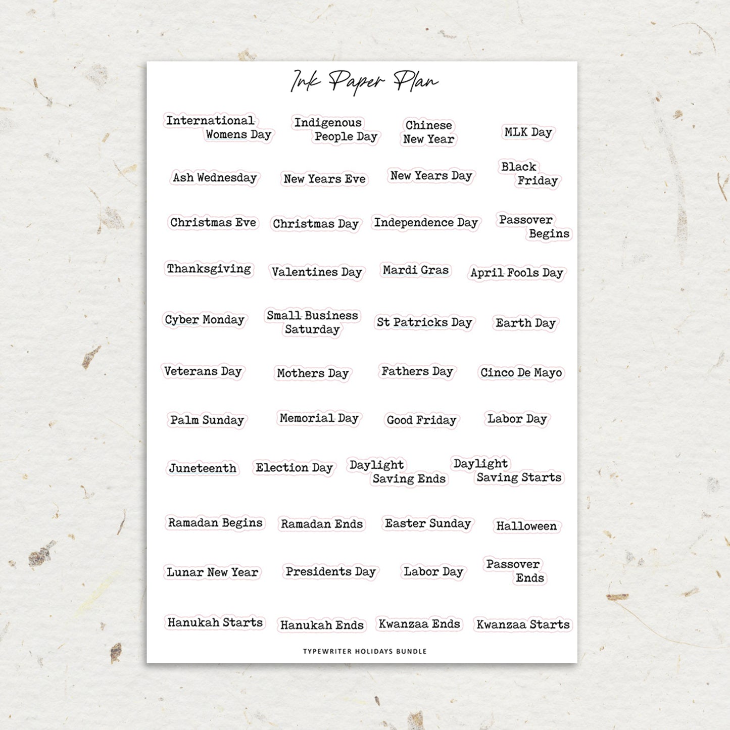 Holiday Typewriter | Foiled Script