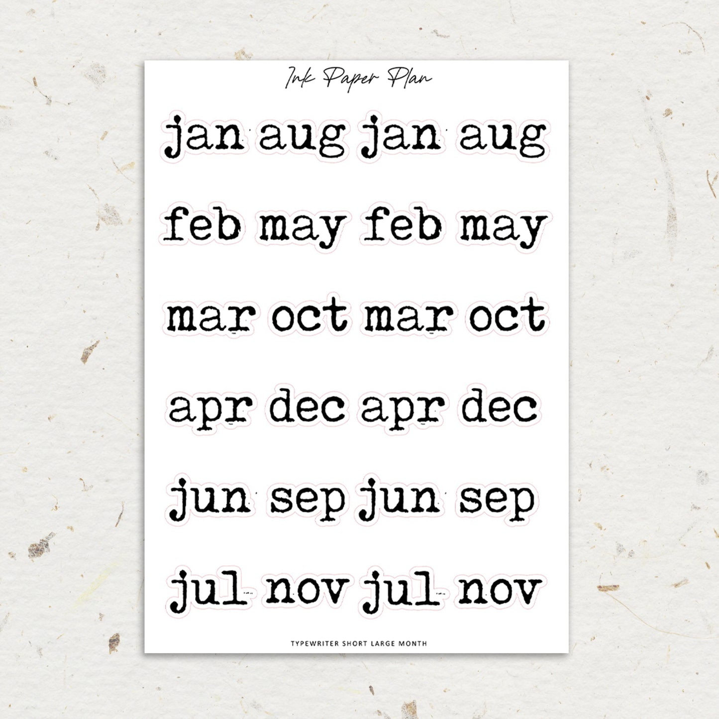 Typewritter Large Month Short | Foiled Script