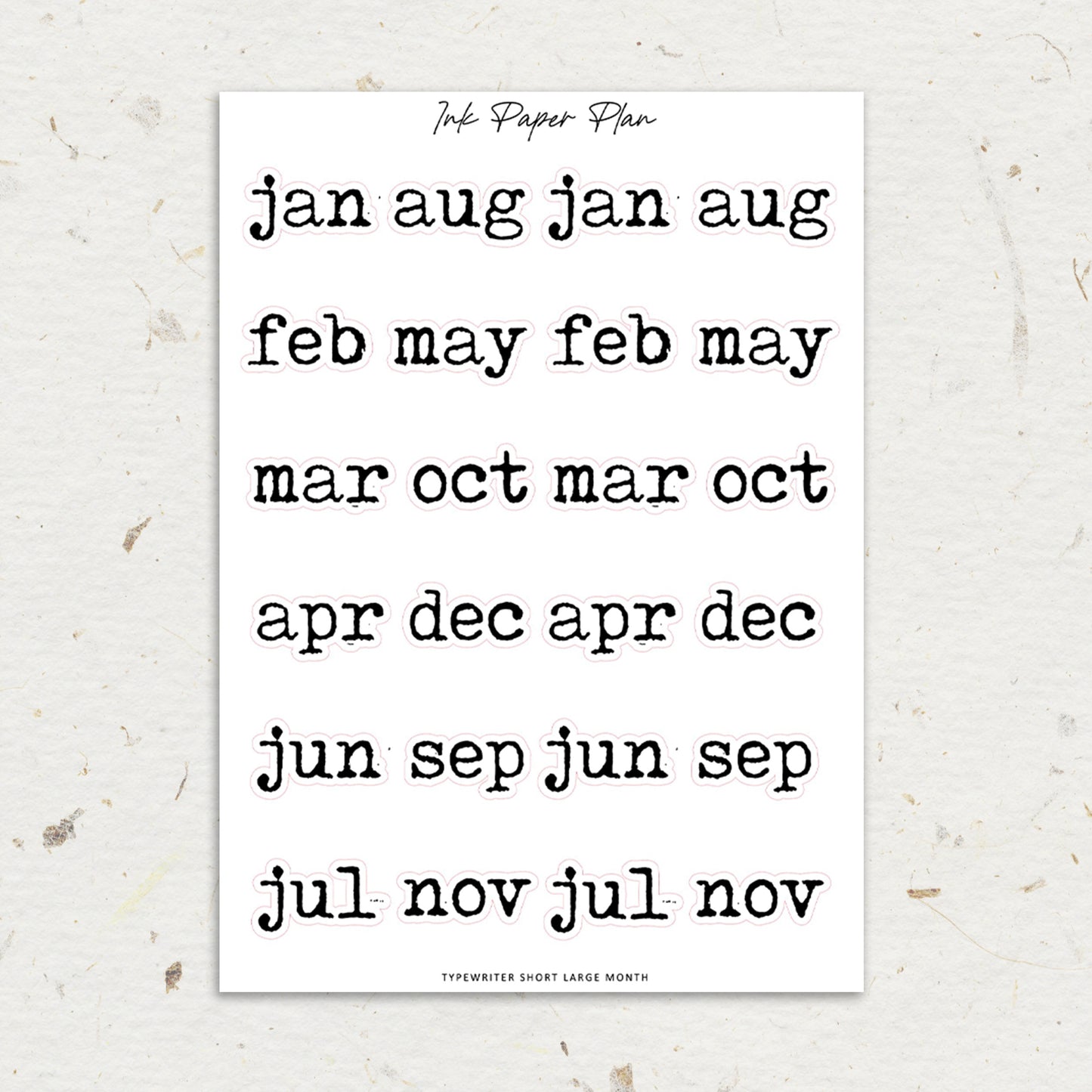 Typewriter Large Month Short | Foiled Script