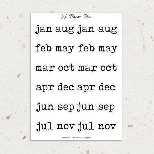Typewritter Large Month Short | Foiled Script