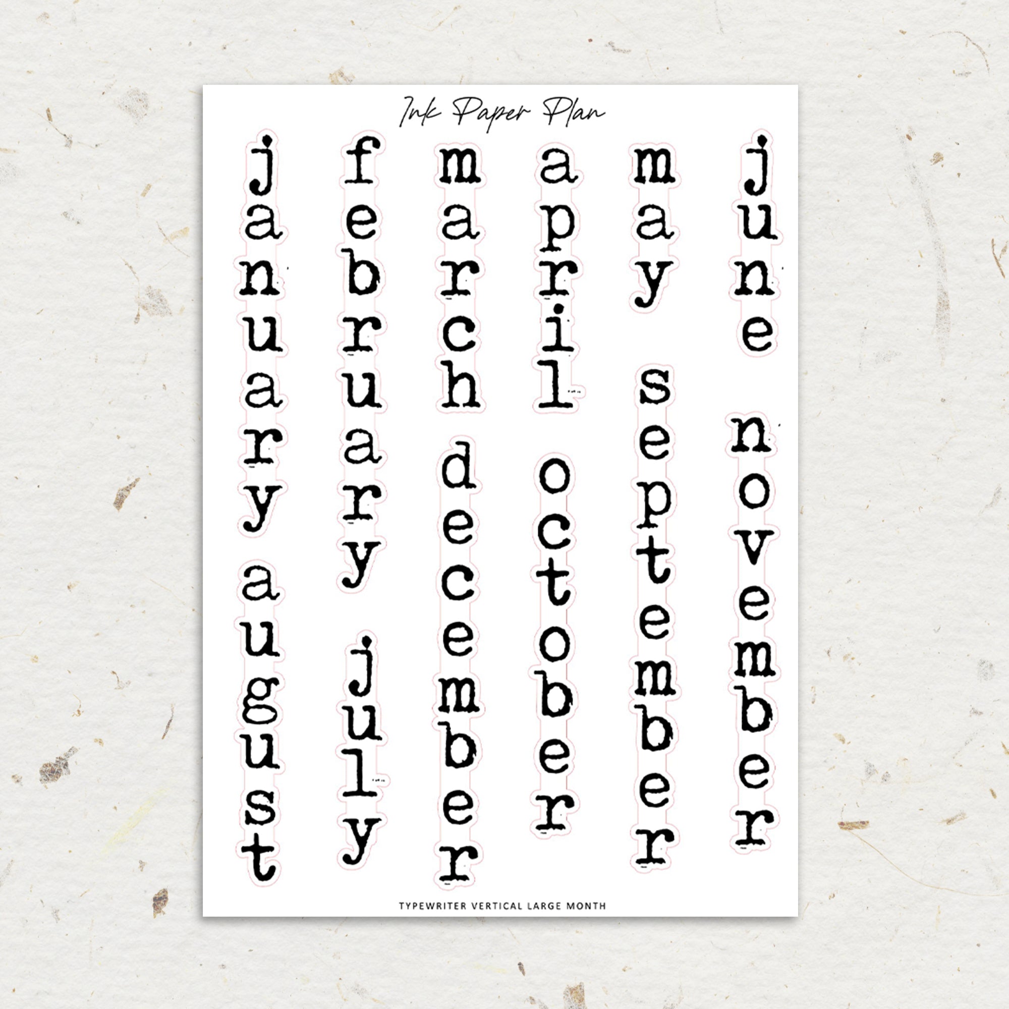 Typewriter Large Month Vertical Foiled Script Ink Paper Plan