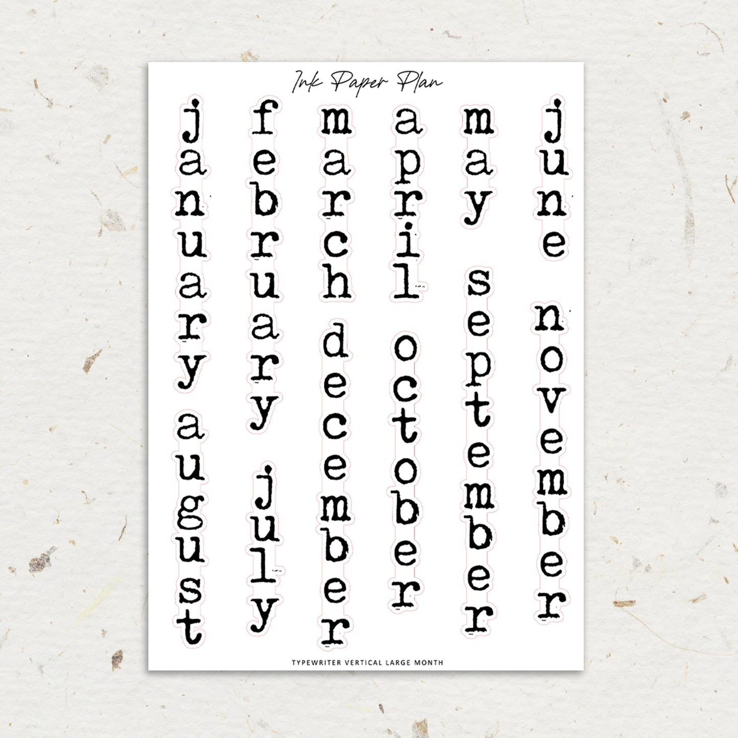 Typewriter Large Month Vertical | Foiled Script