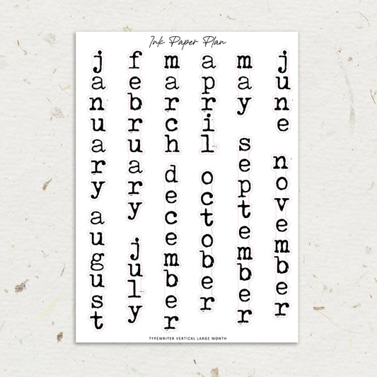 Typewriter Large Month Vertical | Foiled Script