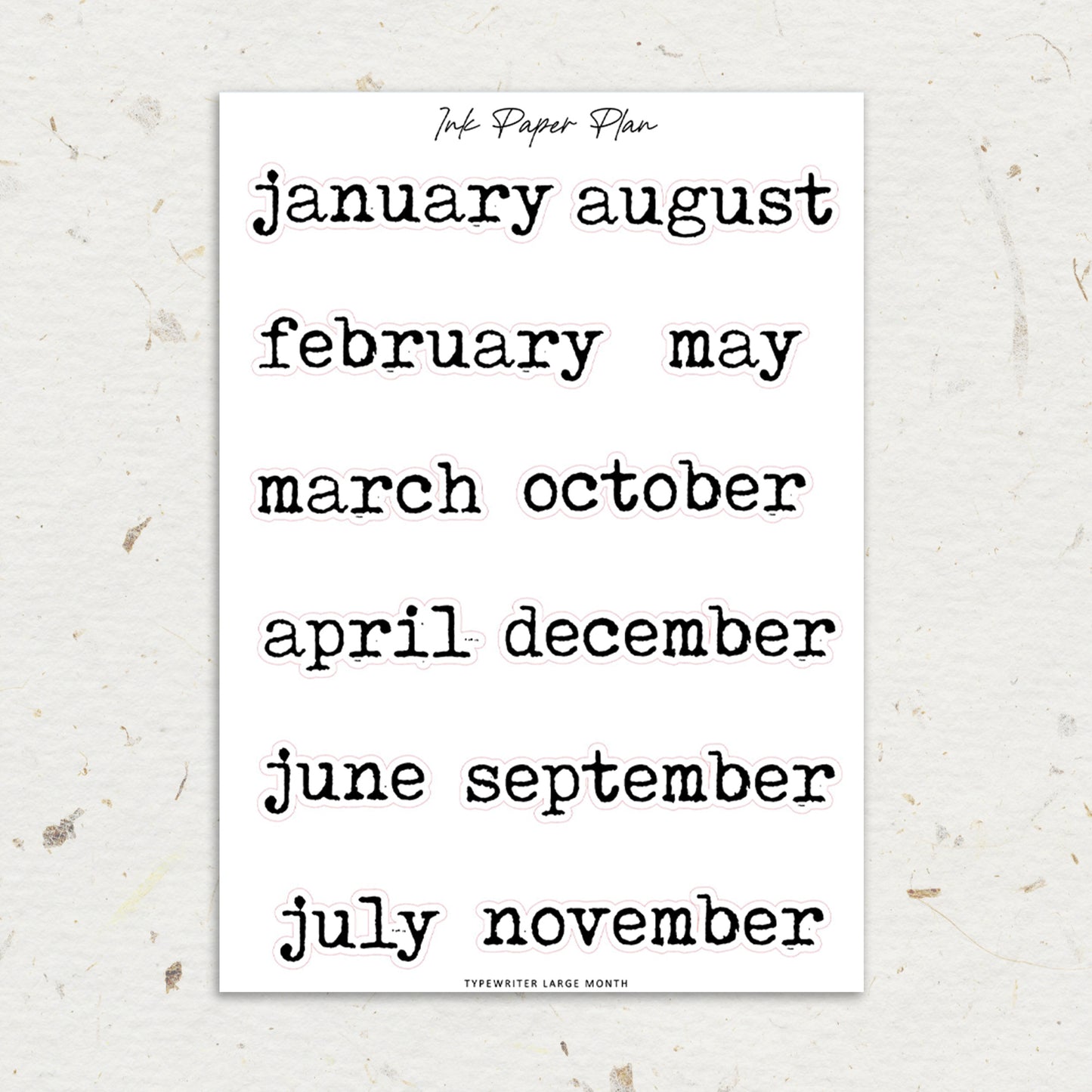 Typewritter Large Month | Foiled Script