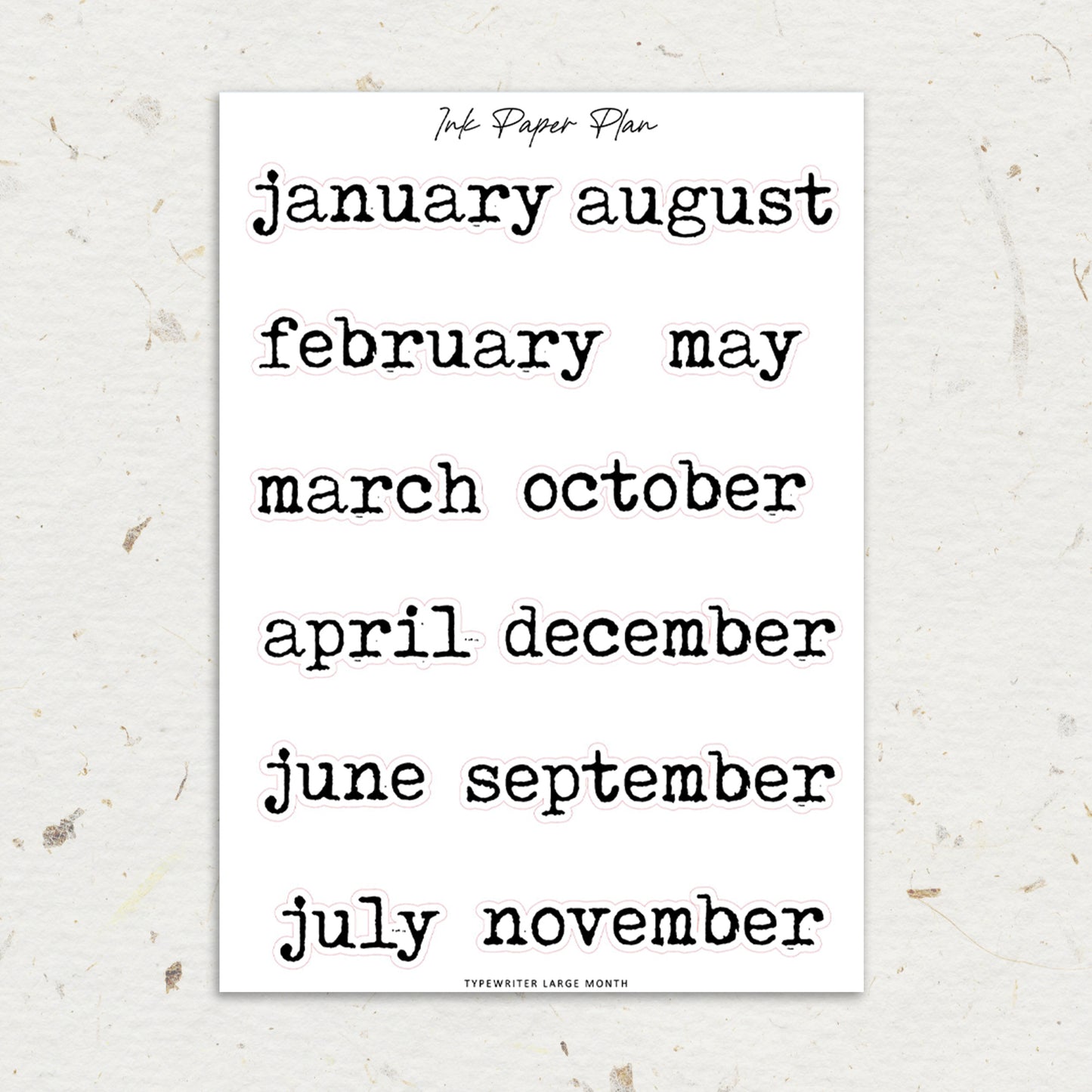 Typewriter Large Month | Foiled Script