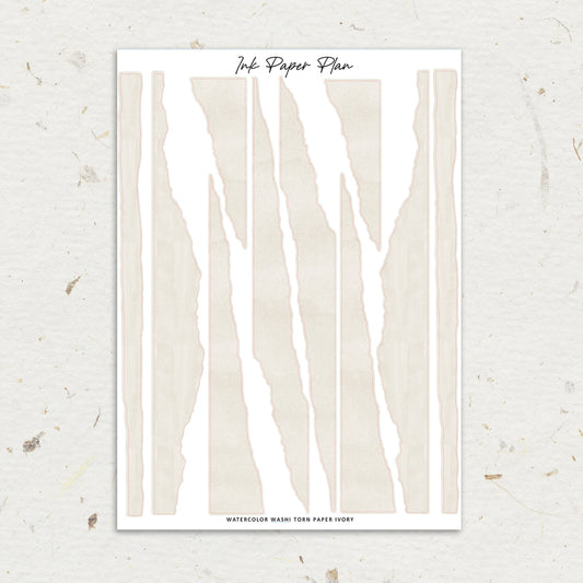 Washi Torn Paper | Watercolor Neutral