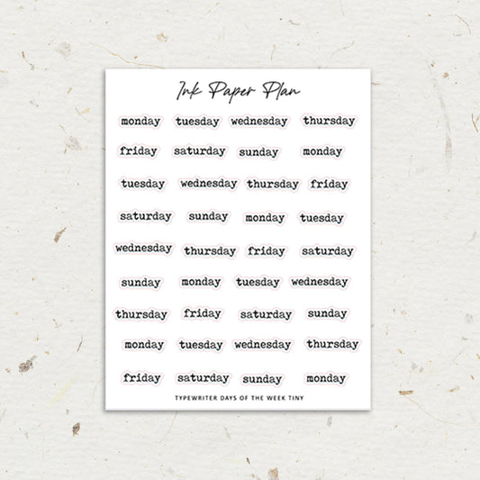 Tiny Short Typewritter Days of the week | Foiled Script