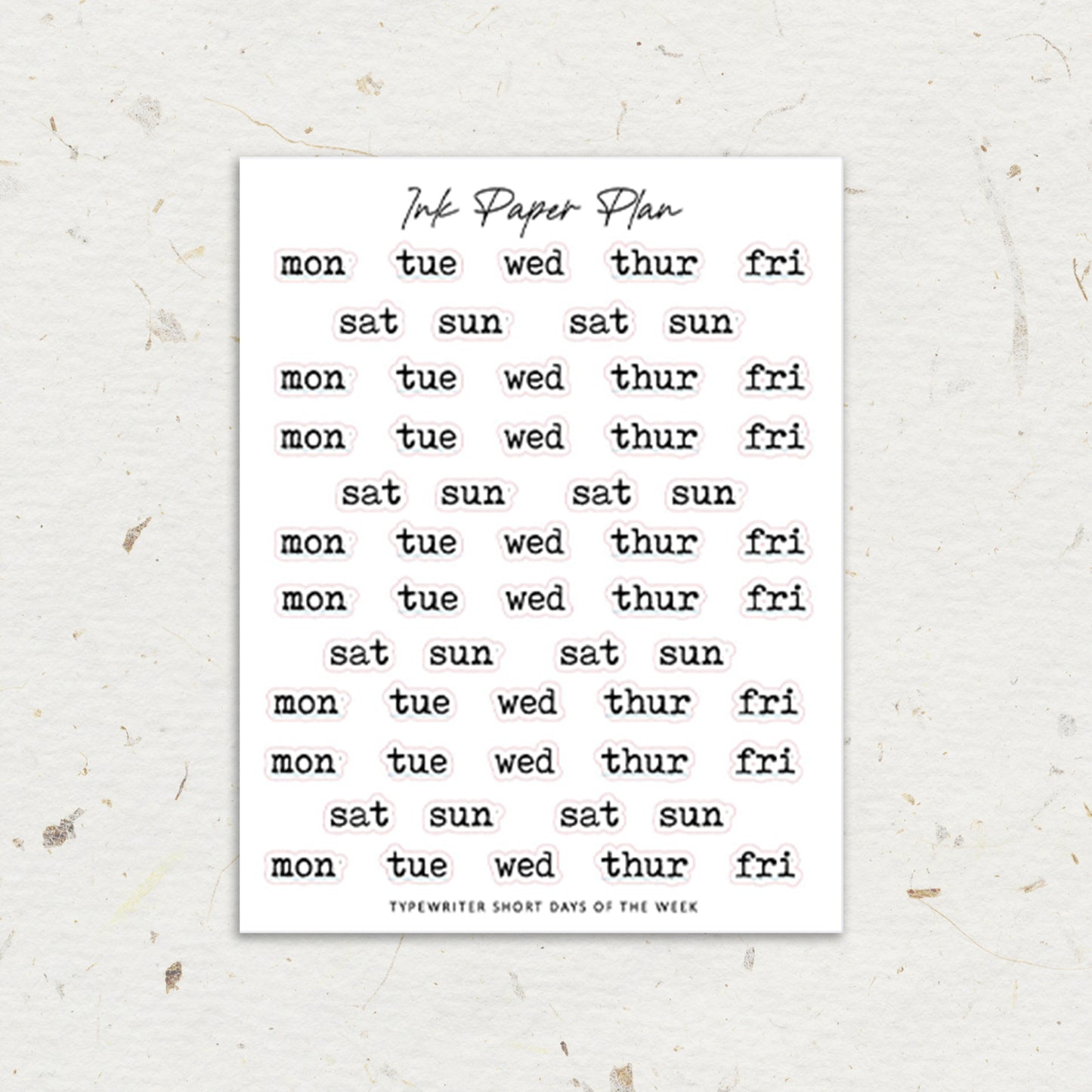 Short Typewritter Days of the week | Foiled Script