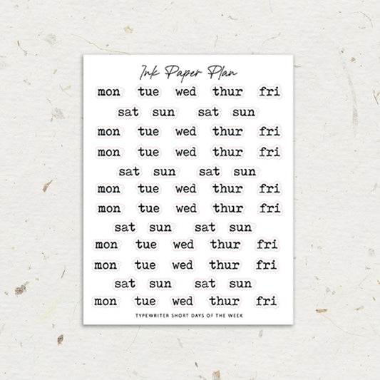 Short Typewriter Days of the week | Foiled Script