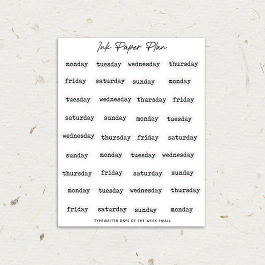 Small Typewritter Days of the week | Foiled Script